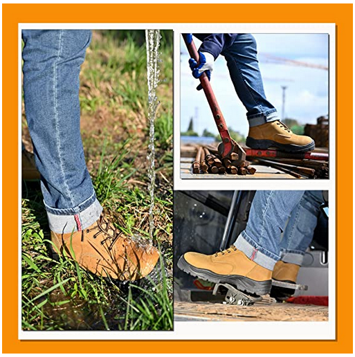 Yellow Work Boots for Men 6 Inches Comfortable Safety Boots Non